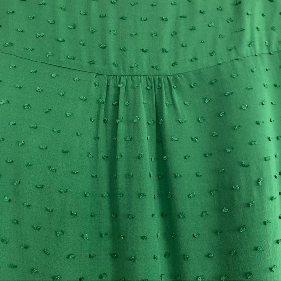 ANTHROPOLOGIE Maeve green raised Swiss dot pattern scalloped hem blouse. Size 2 - Picture 3 of 9